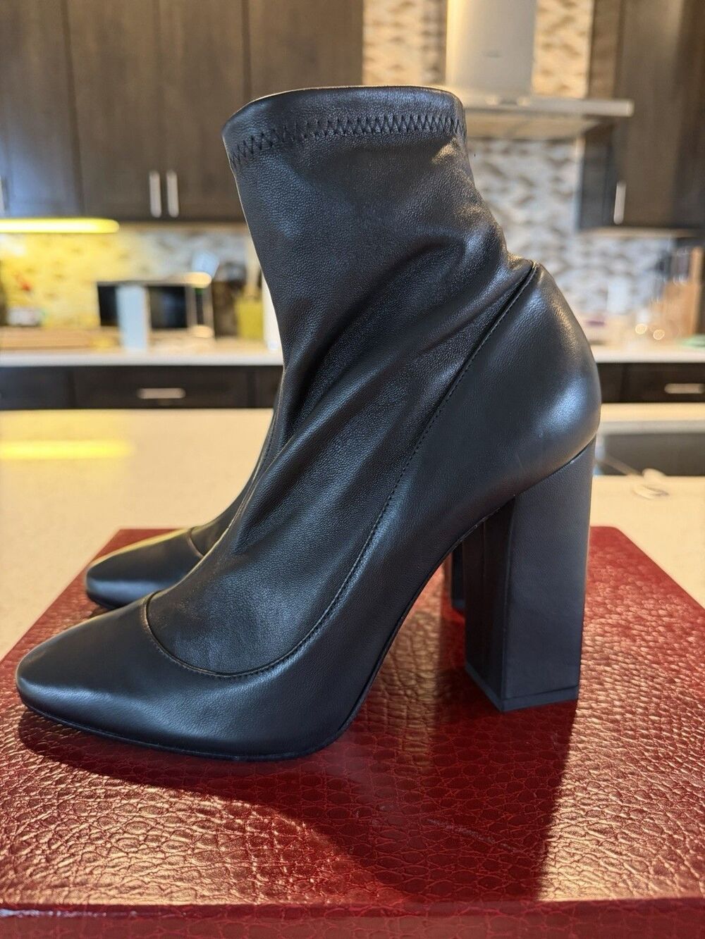 Tamara Mellon Caress 105 Stretch Ankle Boot Black Nappa Leather 38 /US 7.5 NIB
